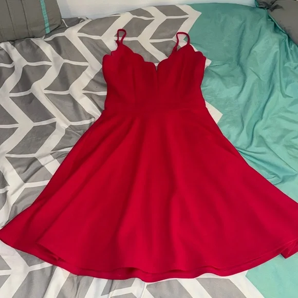 Dresses | Hot Pink Scalloped Mini Dress | Poshmark